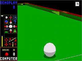 In game image of Jimmy White's Whirlwind Snooker on the Sega Genesis.
