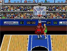 In game image of Jordan vs. Bird: One-on-One on the Sega Genesis.