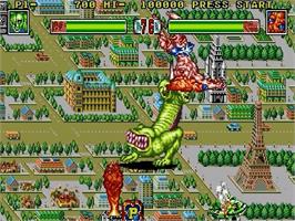 In game image of King Of The Monsters 2 on the Sega Genesis.