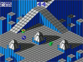 In game image of Marble Madness on the Sega Genesis.