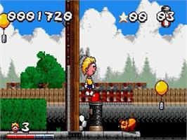 In game image of Marko's Magic Football on the Sega Genesis.