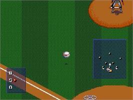 In game image of Mlbpa Baseball on the Sega Genesis.
