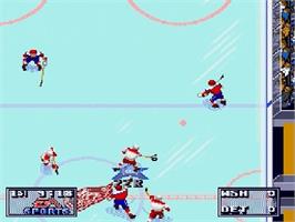 In game image of NHL '95 on the Sega Genesis.