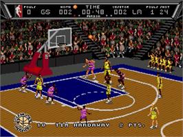 In game image of Nba Action '95 Starring David Robinson on the Sega Genesis.