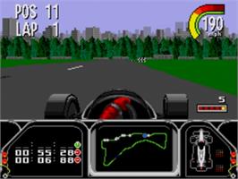 In game image of Newman-Haas IndyCar Featuring Nigel Mansell on the Sega Genesis.