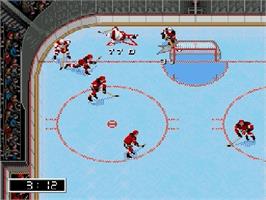 In game image of Nhl 96 on the Sega Genesis.