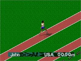 In game image of Olympic Summer Games on the Sega Genesis.