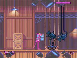 In game image of Pink Goes to Hollywood on the Sega Genesis.
