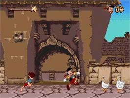 In game image of Pinocchio on the Sega Genesis.