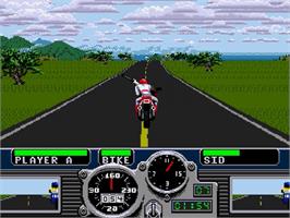 In game image of Road Rash on the Sega Genesis.