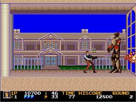 In game image of Rolling Thunder 2 on the Sega Genesis.