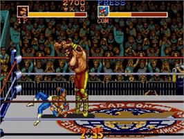 In game image of Saturday Night Slam Masters on the Sega Genesis.