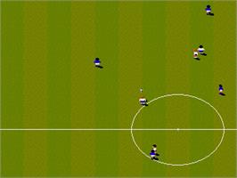 In game image of Sensible Soccer - European Champions on the Sega Genesis.