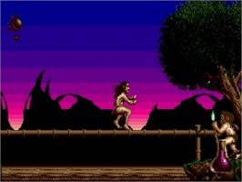 In game image of Shadow of the Beast 2 on the Sega Genesis.