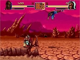 In game image of Shaq-fu on the Sega Genesis.