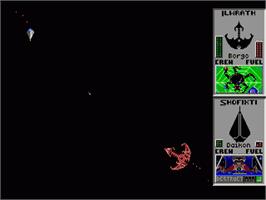 In game image of Star Control on the Sega Genesis.