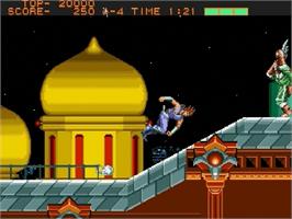 In game image of Strider on the Sega Genesis.