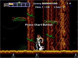 In game image of Strider 2 on the Sega Genesis.
