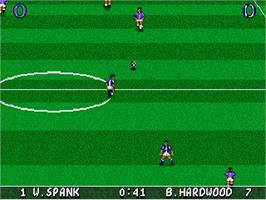 In game image of Striker on the Sega Genesis.