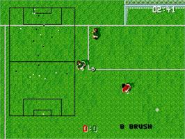 In game image of Super Kick Off on the Sega Genesis.