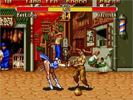 In game image of Super Street Fighter 2 on the Sega Genesis.