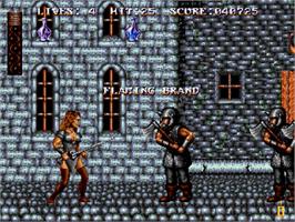 In game image of Sword of Sodan on the Sega Genesis.