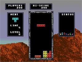 In game image of Tetris on the Sega Genesis.