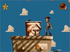 In game image of Toy Story on the Sega Genesis.