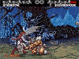 In game image of Weaponlord on the Sega Genesis.