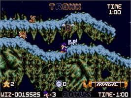 In game image of Wiz 'n' Liz: The Frantic Wabbit Wescue on the Sega Genesis.