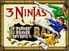 Title screen of 3 Ninjas Kick Back on the Sega Genesis.