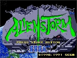Title screen of Alien Storm on the Sega Genesis.