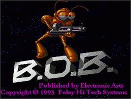Title screen of B.O.B. on the Sega Genesis.