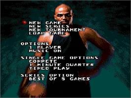 Title screen of Barkley: Shut Up and Jam on the Sega Genesis.