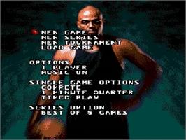 Title screen of Barkley Shut Up And Jam! on the Sega Genesis.