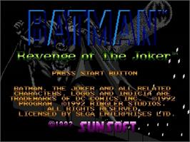 Title screen of Batman - Revenge Of The Joker on the Sega Genesis.