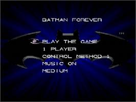 Title screen of Batman Forever on the Sega Genesis.