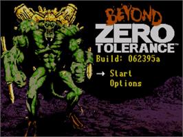 Title screen of Beyond Zero Tolerance on the Sega Genesis.