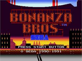 Title screen of Bonanza Bros. on the Sega Genesis.