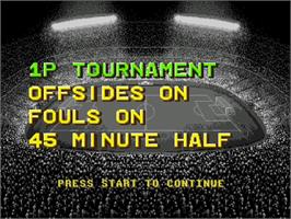 Title screen of Champions World Class Soccer on the Sega Genesis.