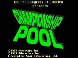 Title screen of Championship Pool on the Sega Genesis.