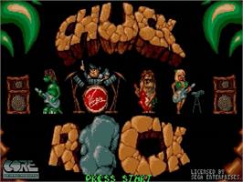 Title screen of Chuck Rock on the Sega Genesis.