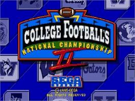Title screen of College Football's National Championship 2 on the Sega Genesis.