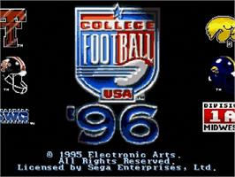 Title screen of College Football USA 96 on the Sega Genesis.