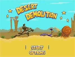 Title screen of Desert Demolition Starring Road Runner And Wile E. Coyote on the Sega Genesis.