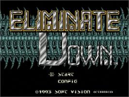 Title screen of Eliminate Down on the Sega Genesis.