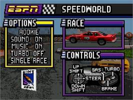 Title screen of Espn Speedworld on the Sega Genesis.