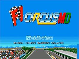 Title screen of F1 Circus Md on the Sega Genesis.