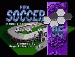 Title screen of FIFA 95 on the Sega Genesis.
