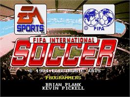 Title screen of FIFA International Soccer on the Sega Genesis.